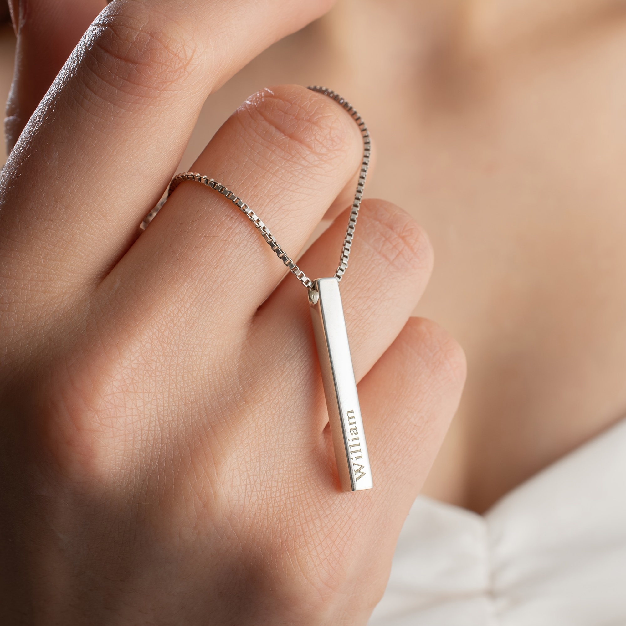 Personalized 18K Golden Plated Bar Pendant Necklace